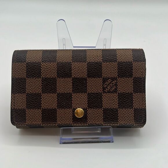 LOUIS VUITTON VINTAGE DAMIER EBENE PORTE MONNAIE BIFOLD WALLET - Picture 1 of 15